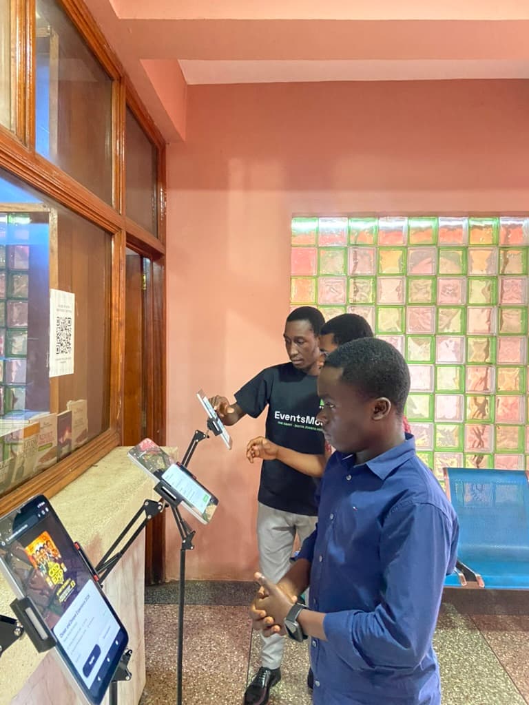 Team members helping with check-in